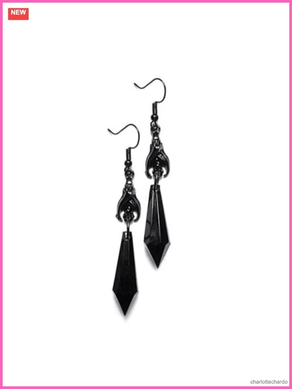 Goth Bat Crystal Dangle Earrings Halloween Vampire Gothic Jewelry